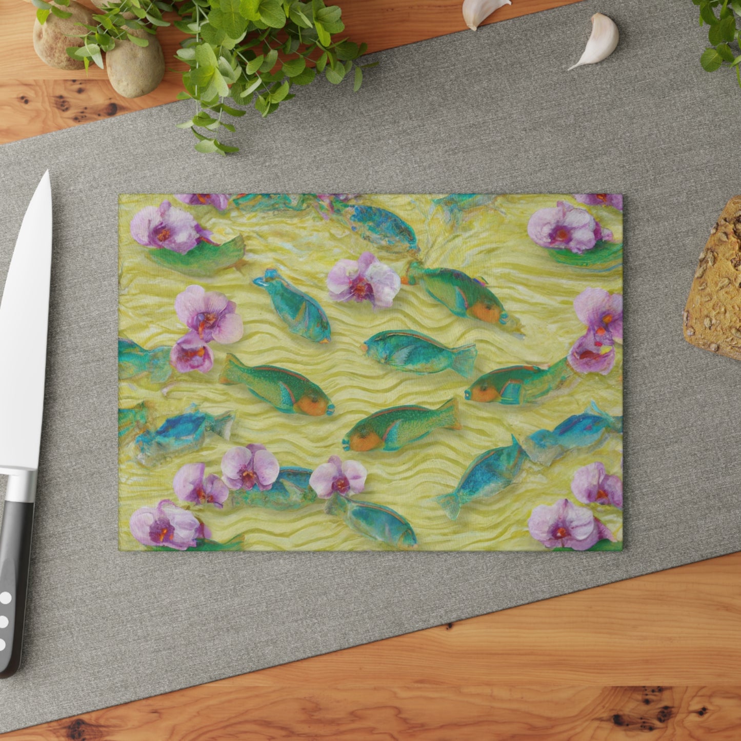 "Parrotfish Hotel" Glass Cutting Board