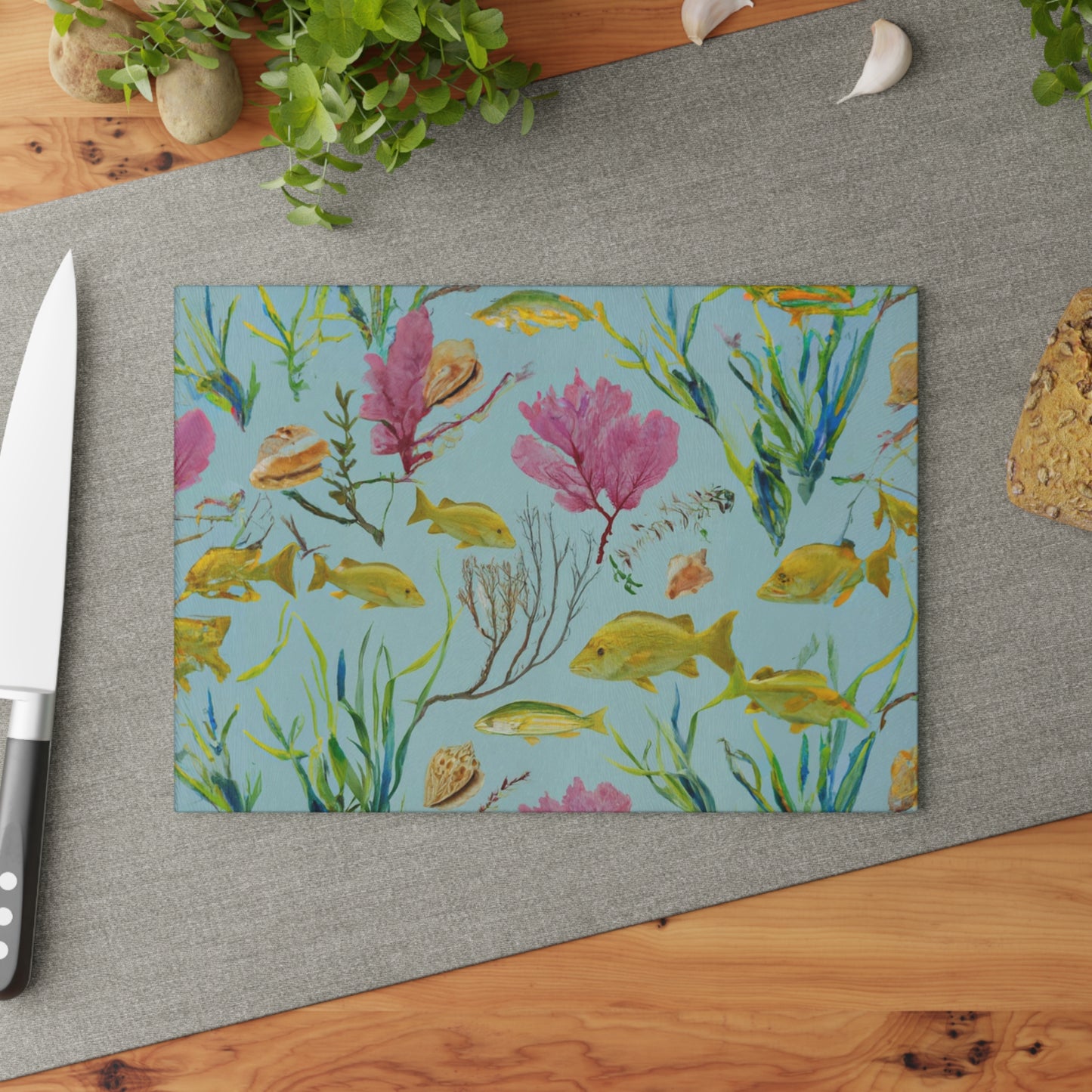 "Snapper Aquarium" Glass Cutting Board