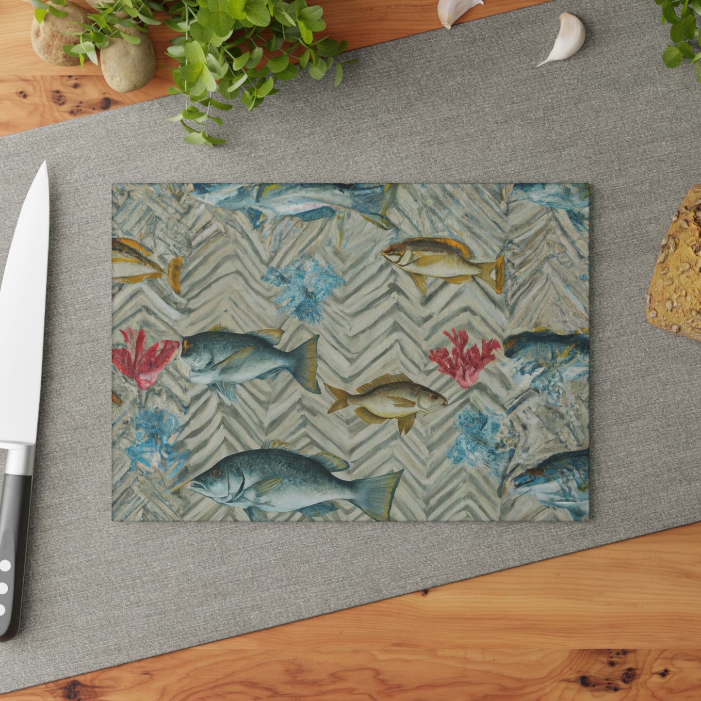 "Muted Reef" Glass Cutting Board