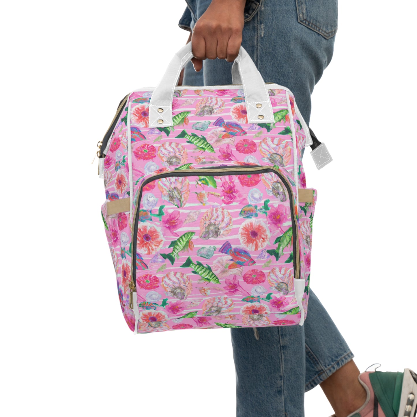 "Pink Florida Keys" Multifunctional Backpack