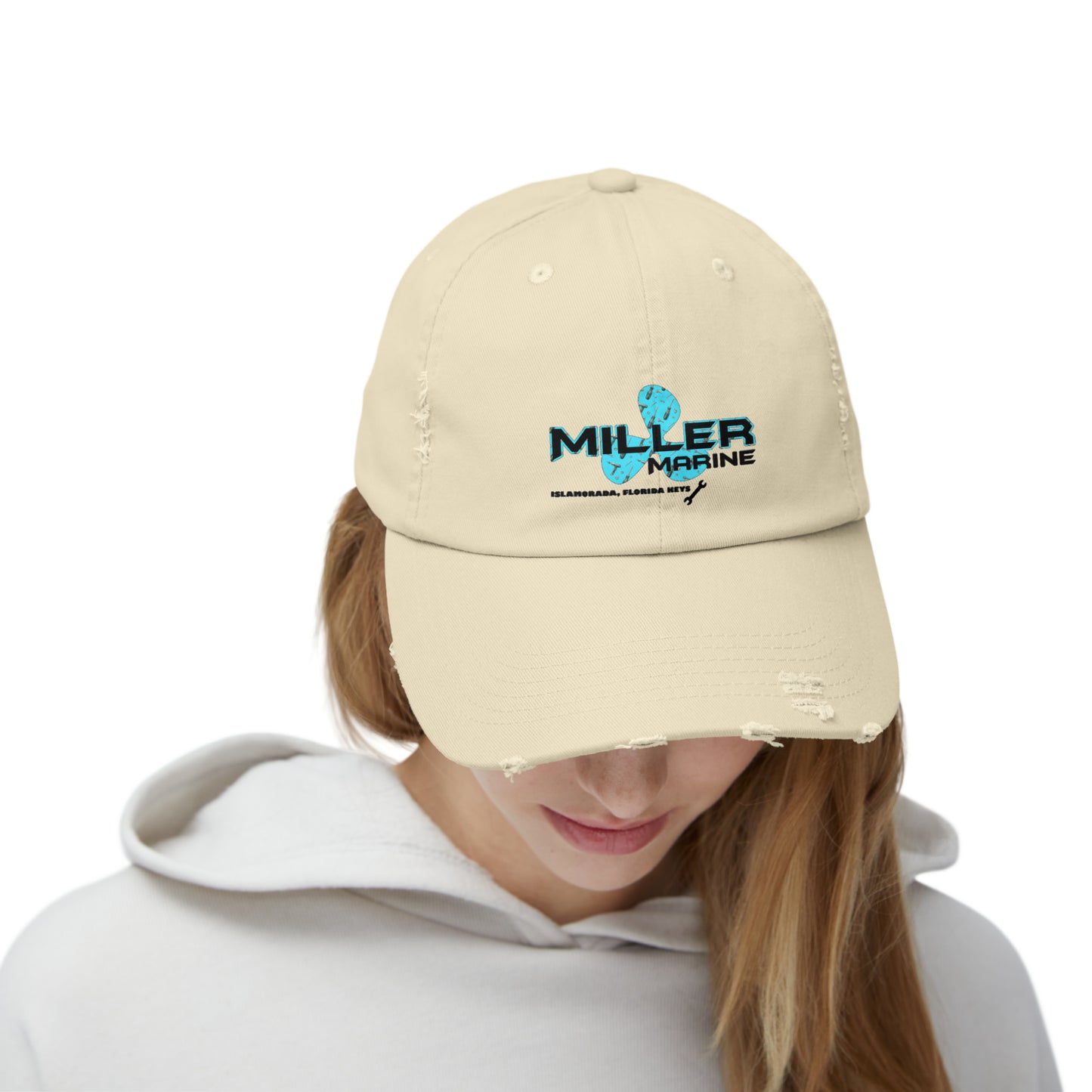 Miller Marine Wrenches Logo Unisex Distressed Cap