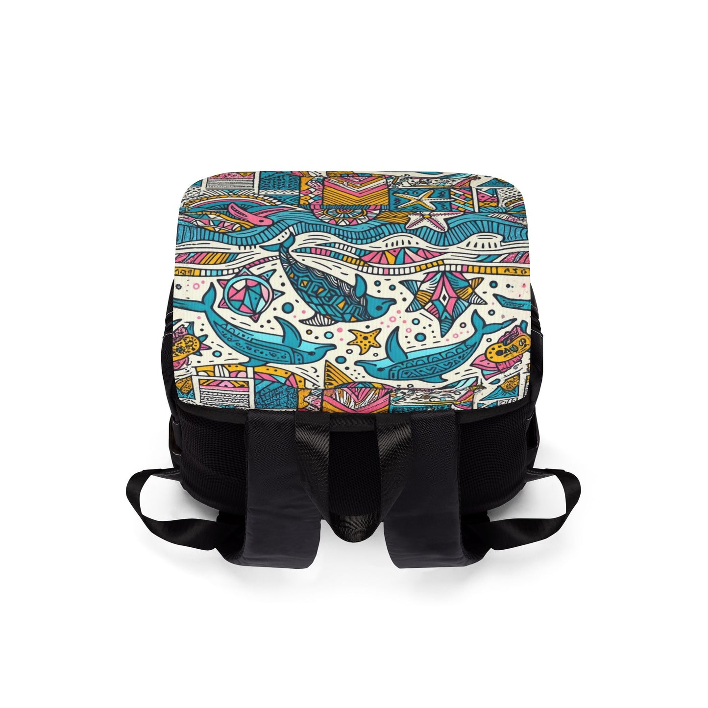 "Geometric Dolphins" Unisex Casual Shoulder Backpack