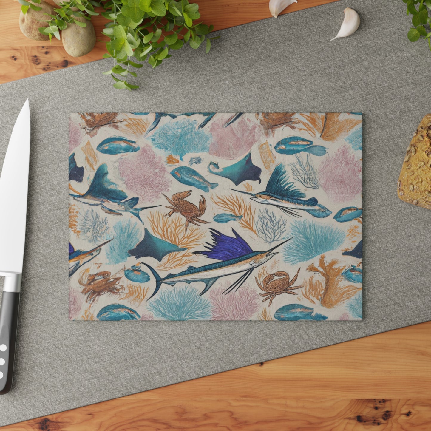 "Sailfish Summer" Glass Cutting Board