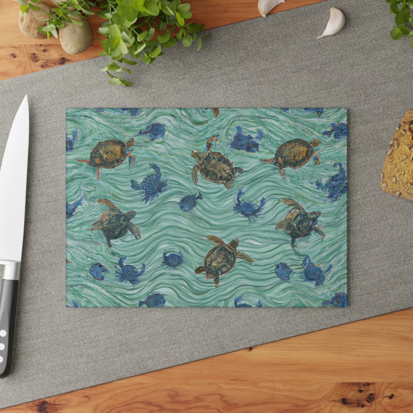 "Turtle Stew" Glass Cutting Board