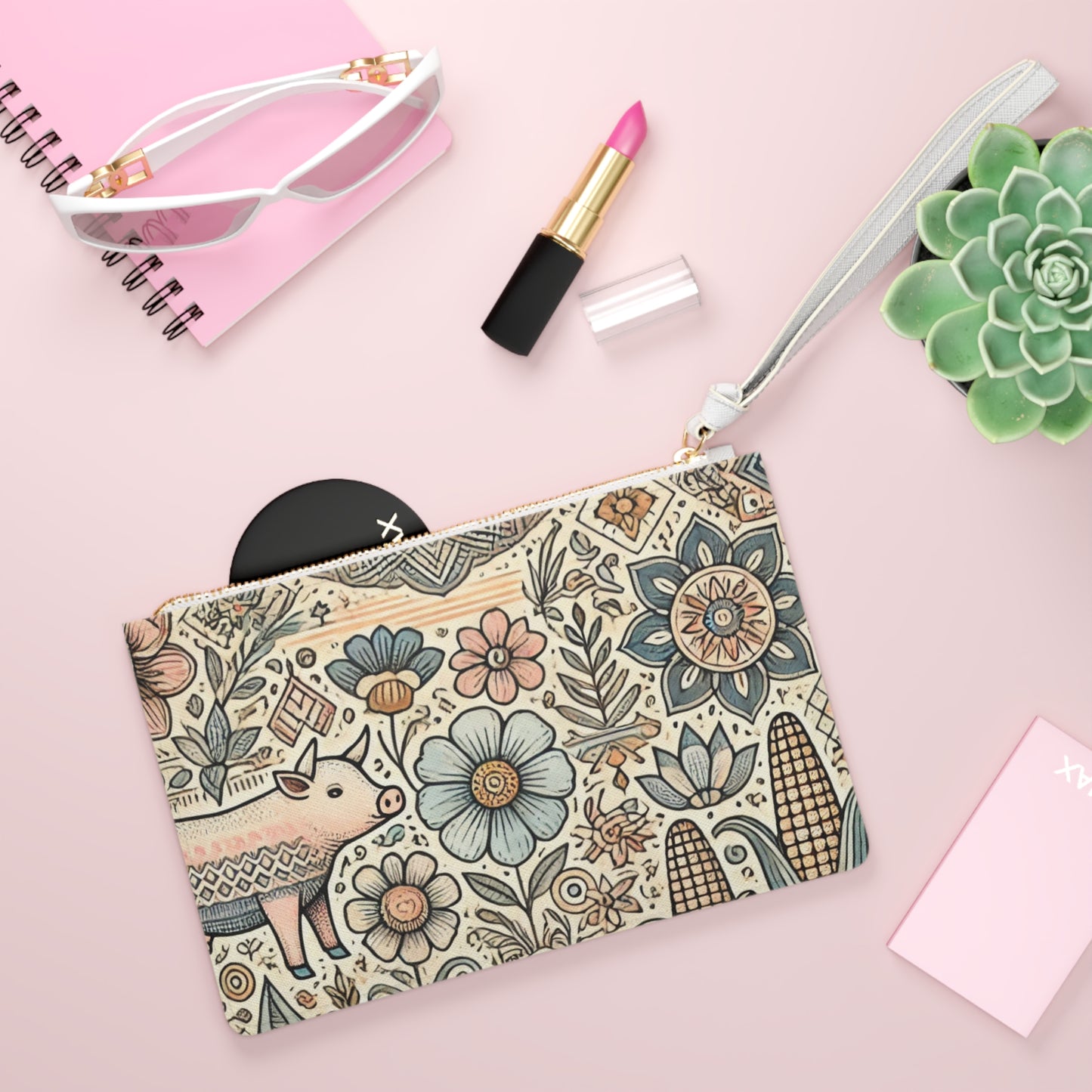 "Geometric Farm" Clutch Bag