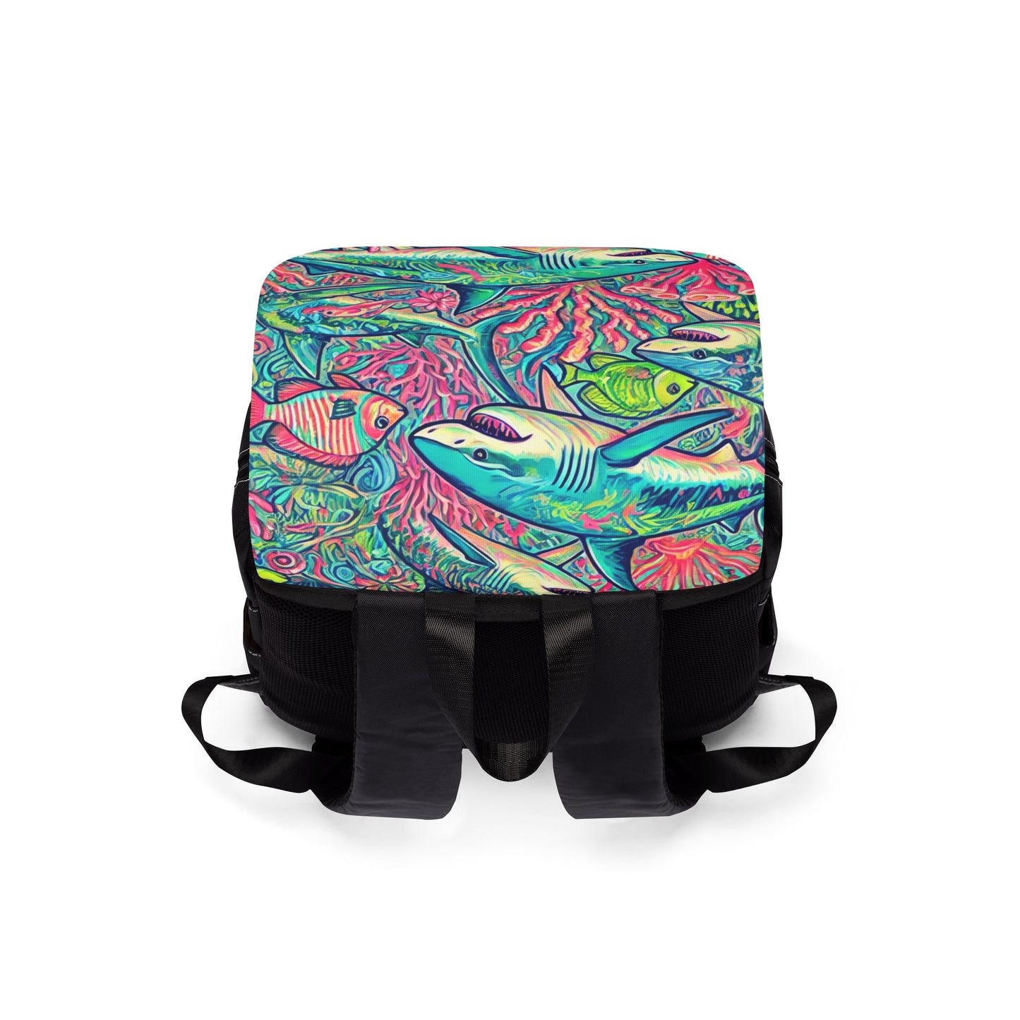 "Neon Sharks" Unisex Casual Shoulder Backpack