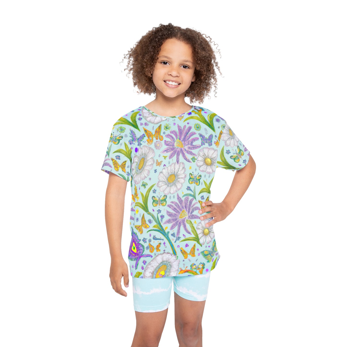 "Phoebe's Butterfly Garden" Kids Sports Jersey (AOP)