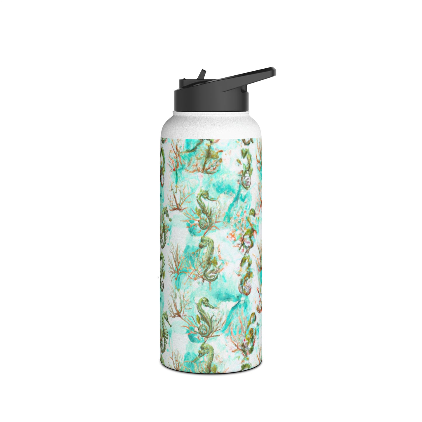 Seahorse Family - Stainless Steel Water Bottle, Standard Lid