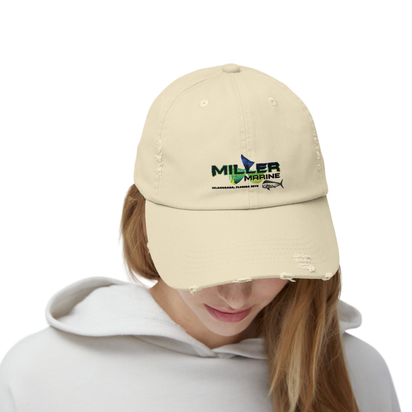 Miller Marine Mahi Mahi Logo Unisex Distressed Cap