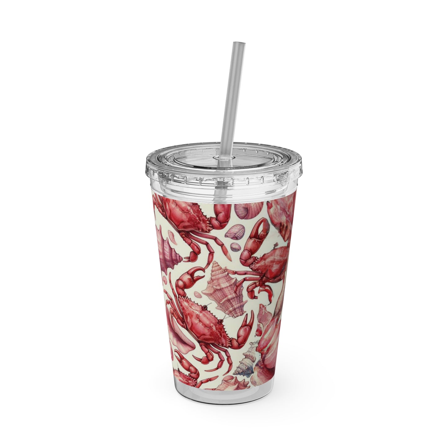 Crabby Conchs Sunsplash Tumbler with Straw, 16oz