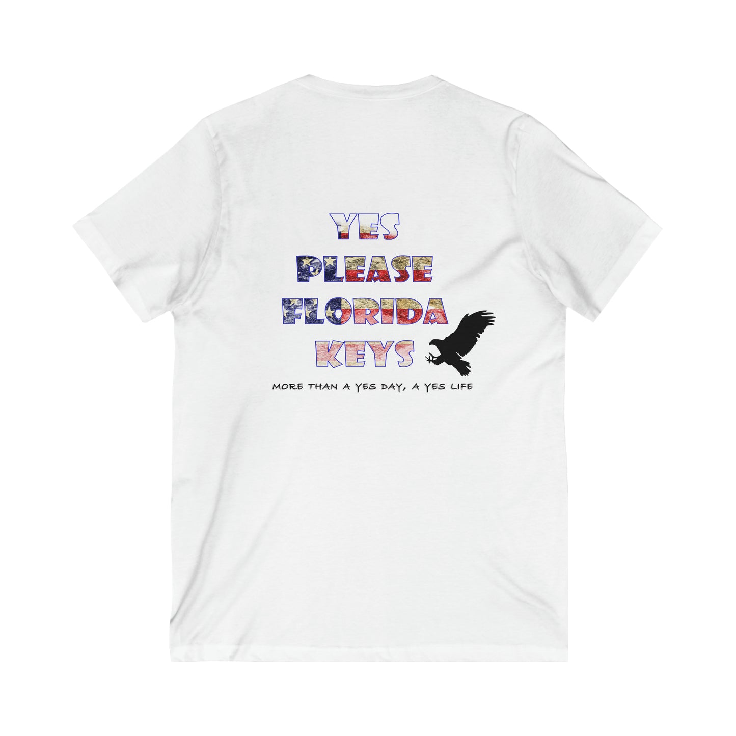 Yes Please Florida Keys American Flag Unisex Jersey Short Sleeve V-Neck Tee