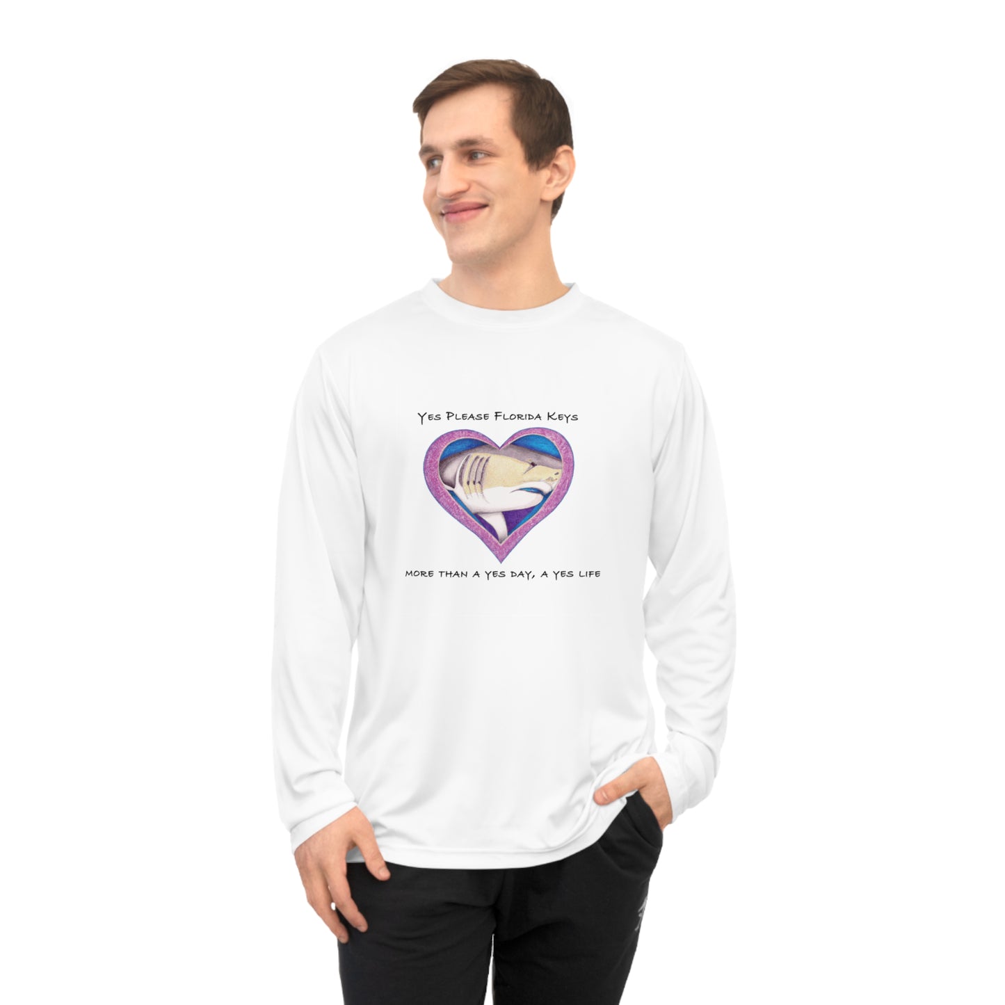 "Yes Please Florida Keys" Bull Shark Love - Unisex Performance Long Sleeve Shirt