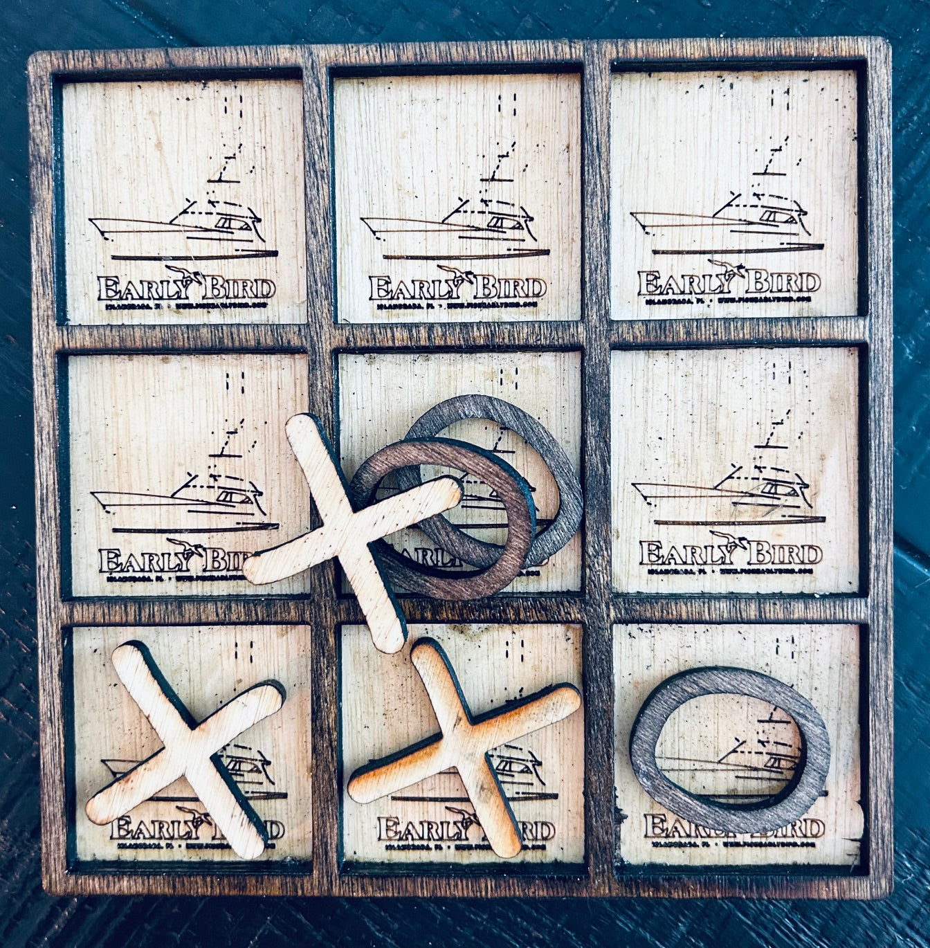 Wooden Tic Tac Toe Board 6 " by 6 " Customized - Laser Engraved and Cut