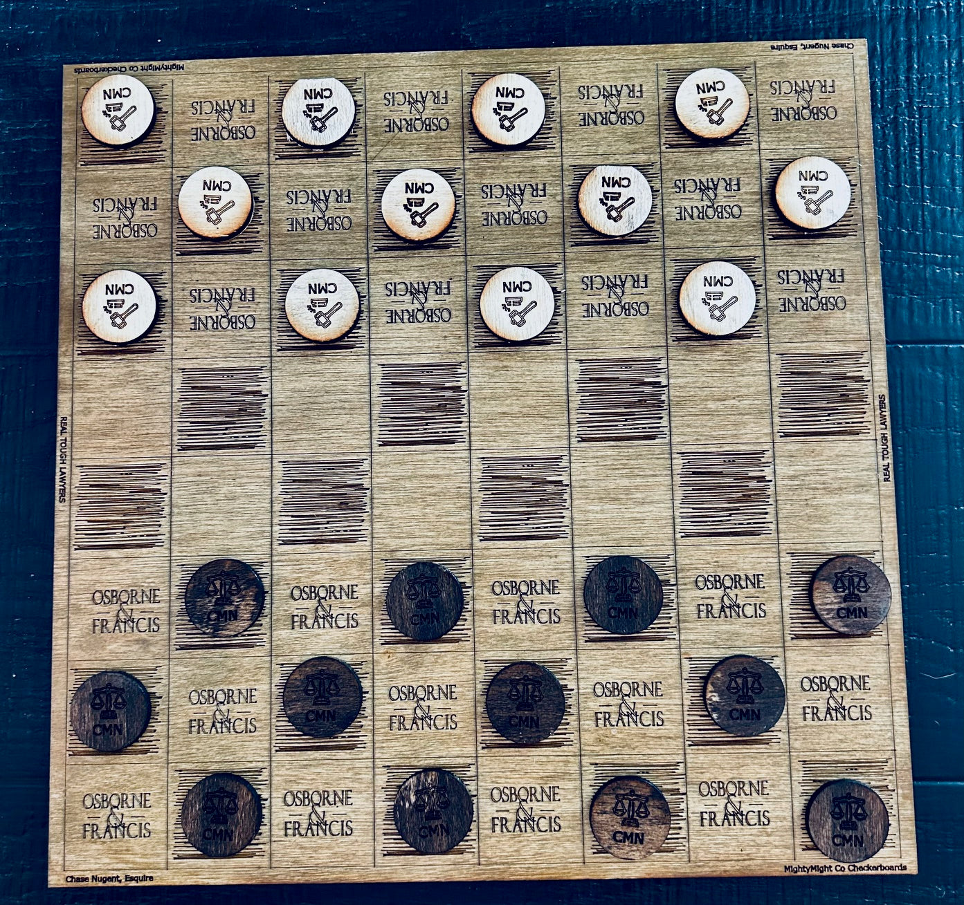 Custom Wooden Laser Engraved Checkerboard 16 ' by 16 '