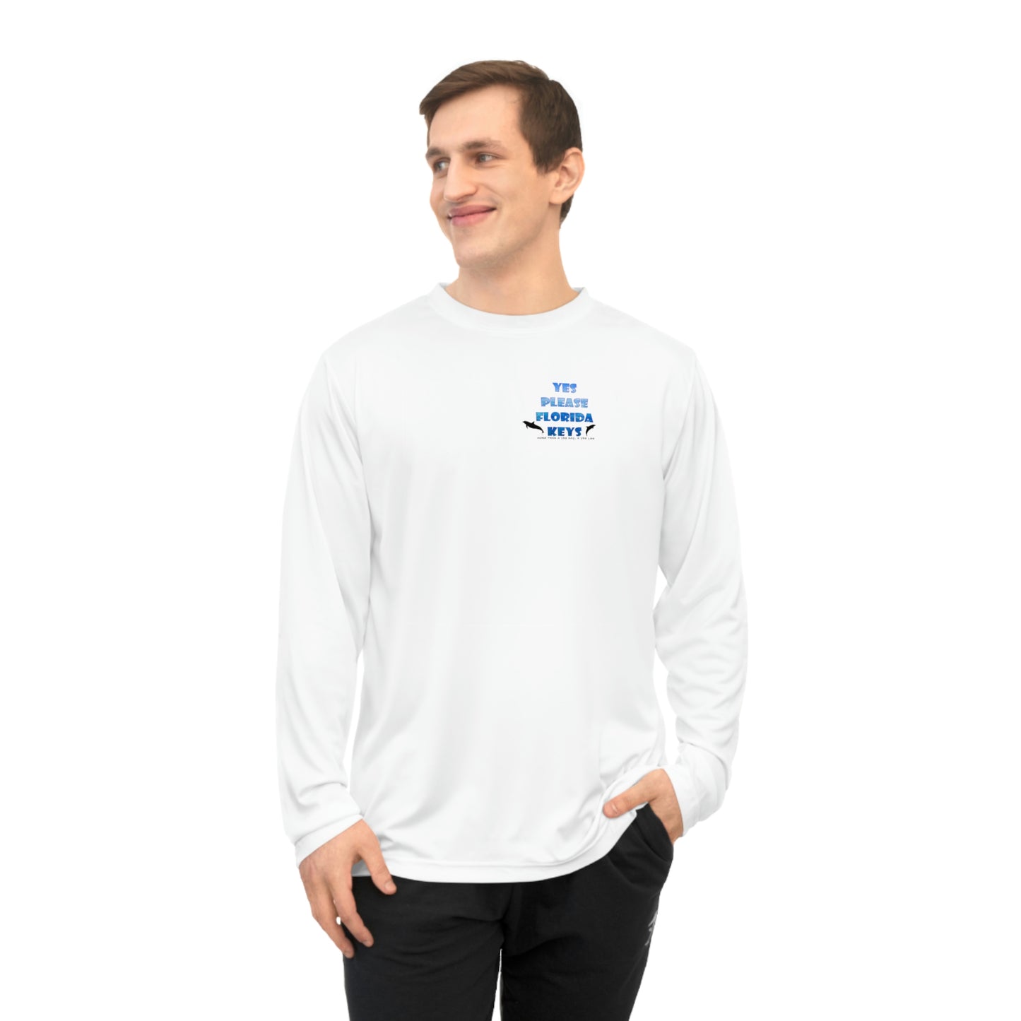 "Yes Please Florida Keys" Water & Dolphin Theme - Unisex Performance Long Sleeve Shirt