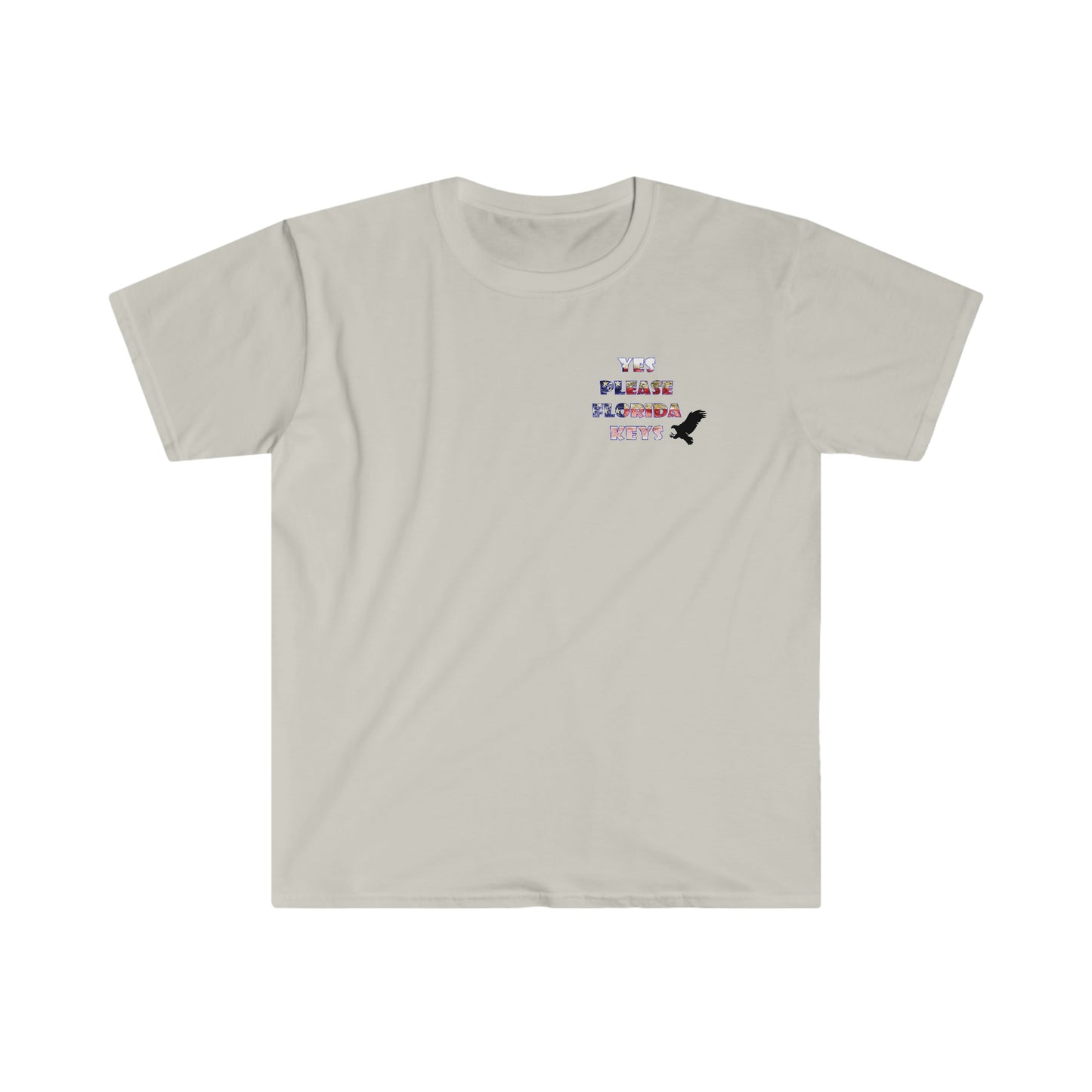 "Yes Please Florida Keys" American Flag Logo- Unisex Softstyle T-Shirt