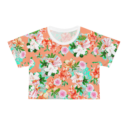 "Orangey Flowers" Crop Tee (AOP)