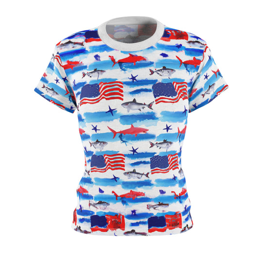 "USA Sharks" Women's Cut & Sew Tee (AOP)