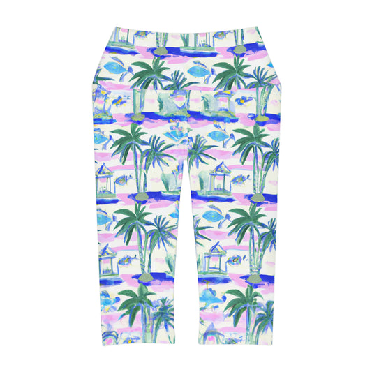 "Key West" Yoga Capri Leggings (AOP)