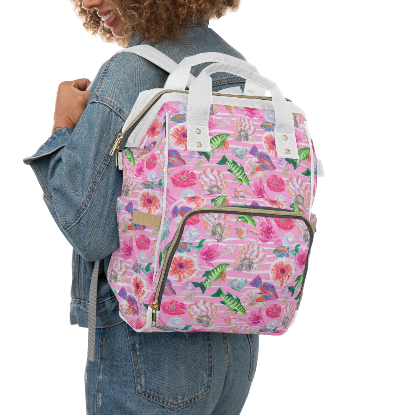 "Pink Florida Keys" Multifunctional Backpack