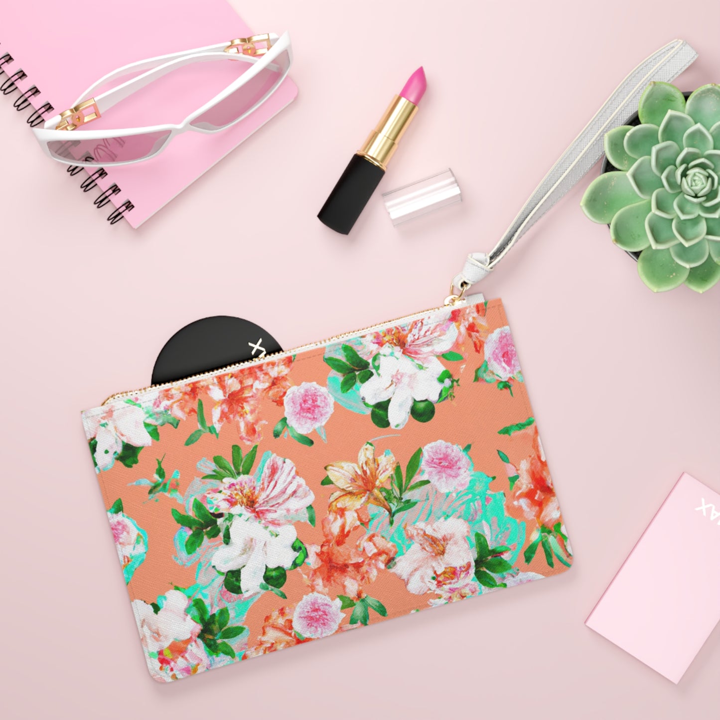 "Orangey Flowers" Clutch Bag