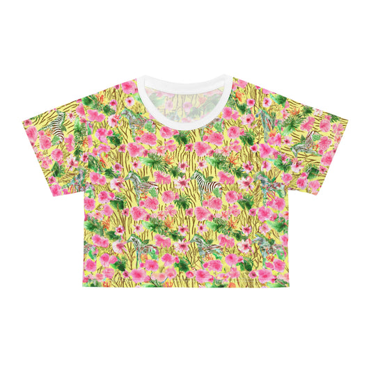 "Yellow Zebras" Crop Tee (AOP)