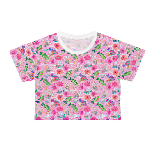 "Pink Florida Keys" Crop Tee (AOP)