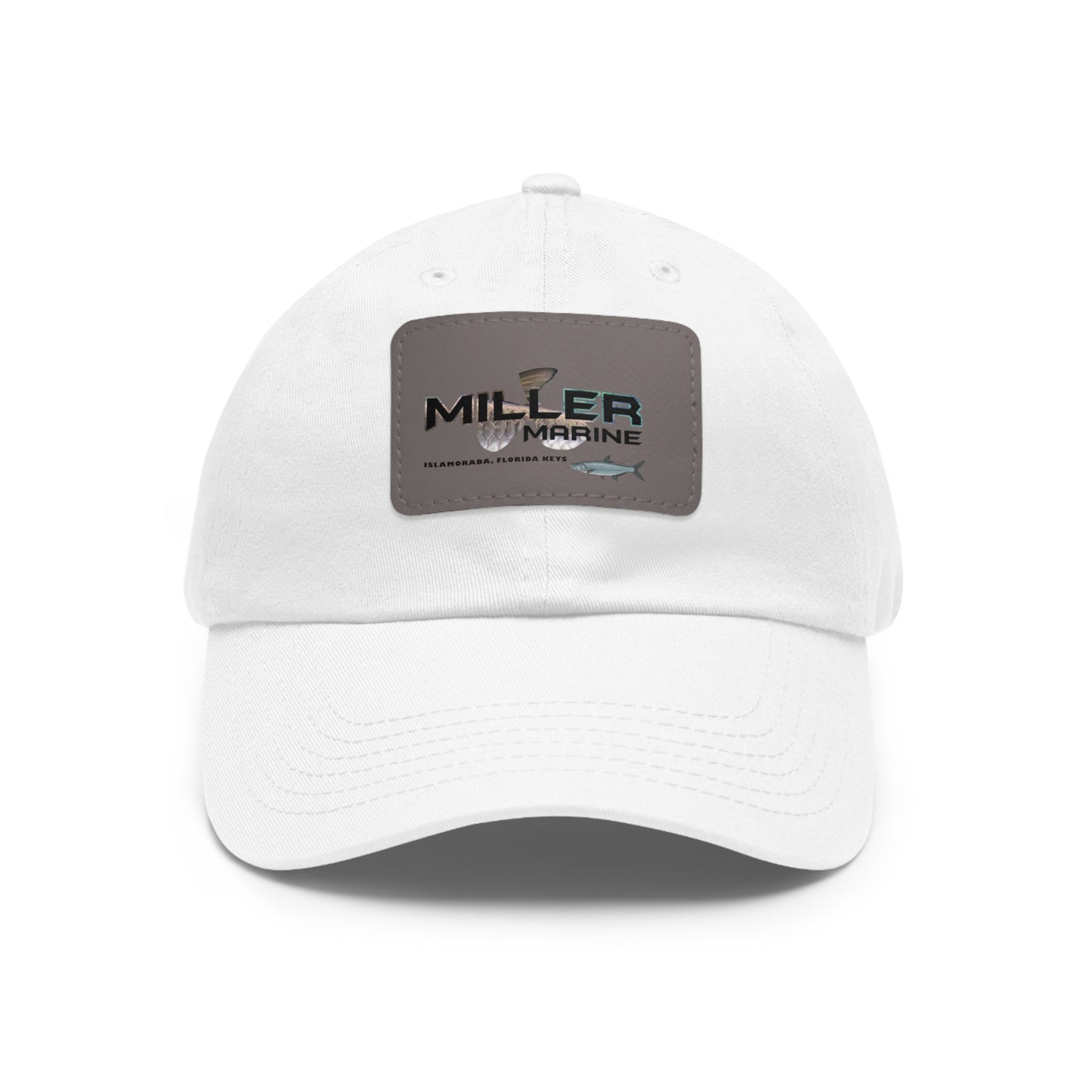 "Miller Marine" Tarpon Logo - Dad Hat with Leather Patch (Rectangle)