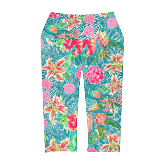 "Trippy Flowers" Yoga Capri Leggings (AOP)