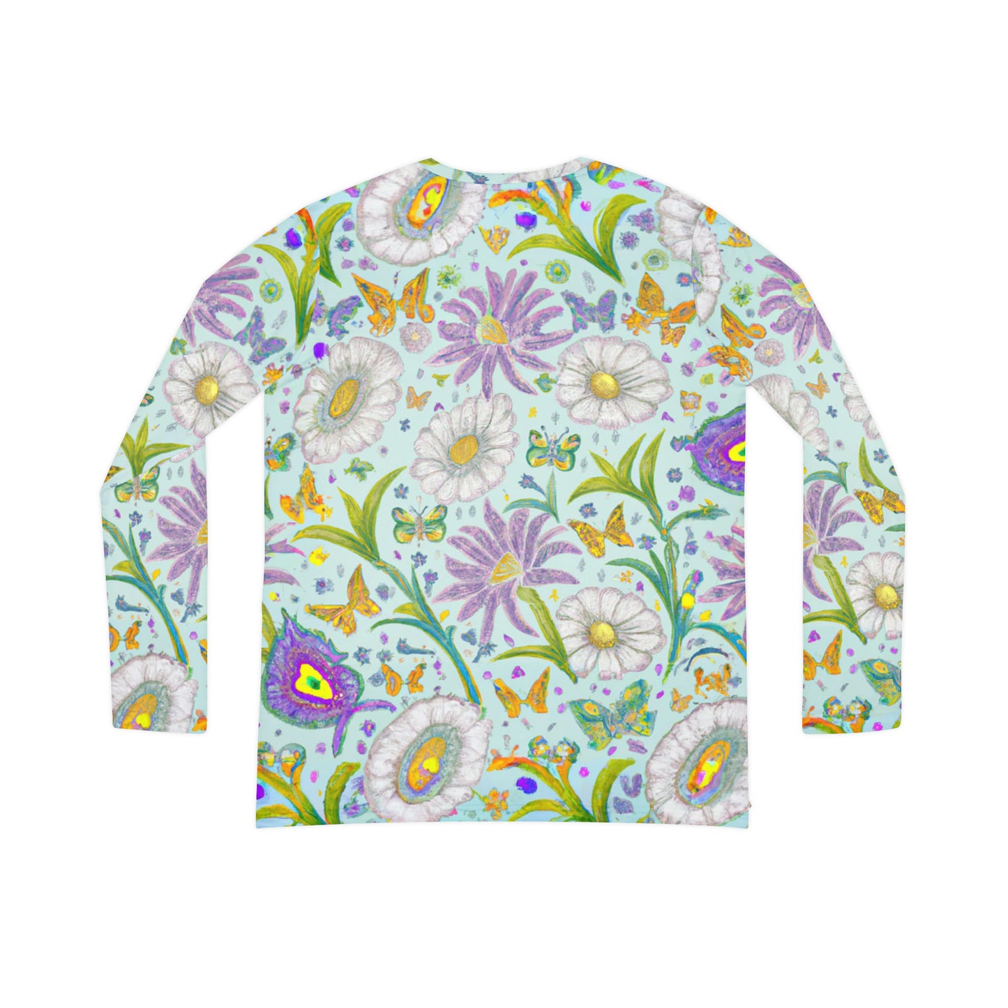"Phoebe's Butterfly Garden" Women's Long Sleeve V-neck Shirt (AOP)