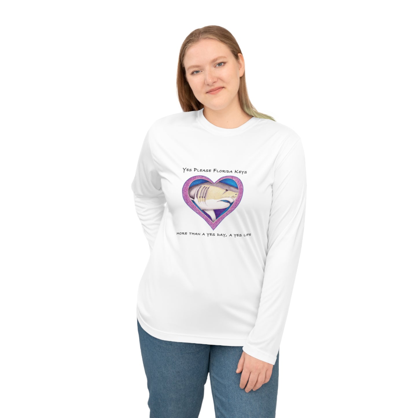 "Yes Please Florida Keys" Bull Shark Love - Unisex Performance Long Sleeve Shirt