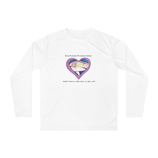 "Yes Please Florida Keys" Bull Shark Love - Unisex Performance Long Sleeve Shirt