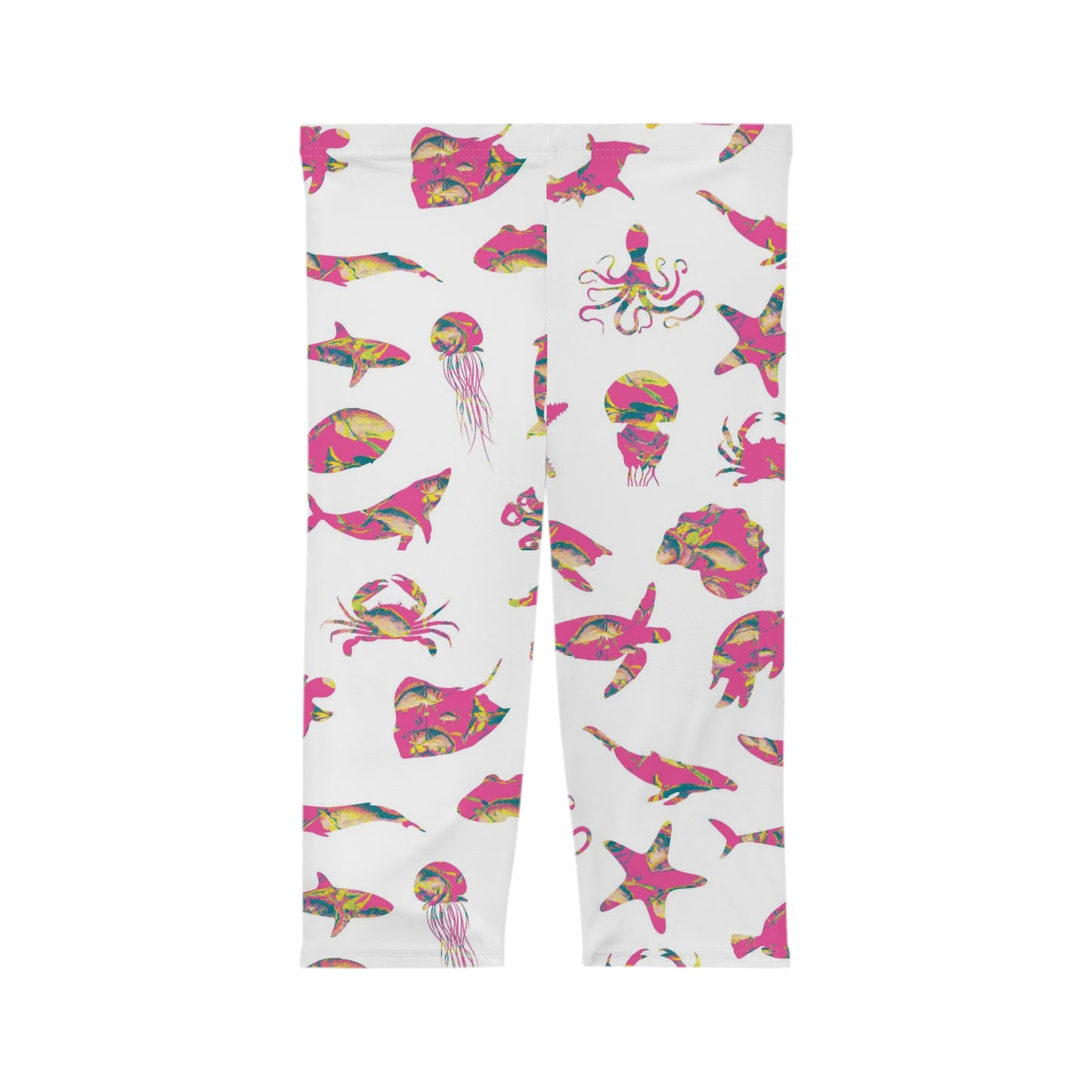 Sea Animals - Pink Snapper Bucket Fill - Women’s Capri Leggings (AOP)