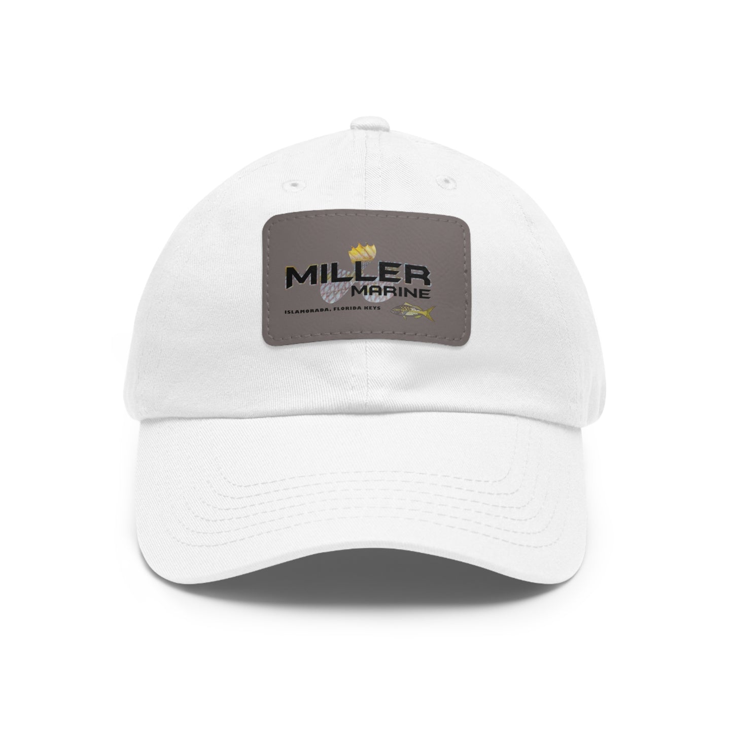"Miller Marine" Yellowtail Logo - Dad Hat with Leather Patch (Rectangle)