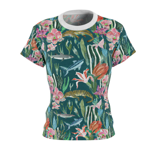 "Real Tiger Sharks" Women's Cut & Sew Tee (AOP)