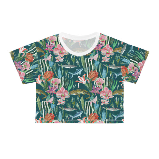 "Real Tiger Sharks" Crop Tee (AOP)