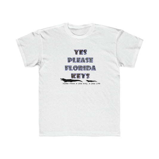 "Yes Please Florida Keys" Crocodile Theme Kids Regular Fit Tee