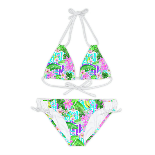 Lucid Orchid Dreams Strappy Bikini Set (AOP)