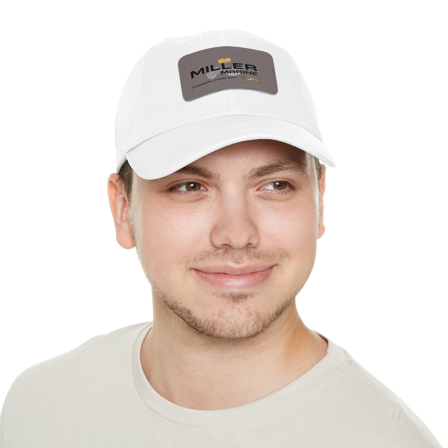 "Miller Marine" Yellowtail Logo - Dad Hat with Leather Patch (Rectangle)