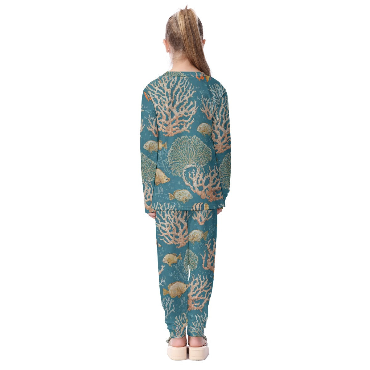 "Dark Blue Reef" - All-Over Print Kid's Pajamas Set
