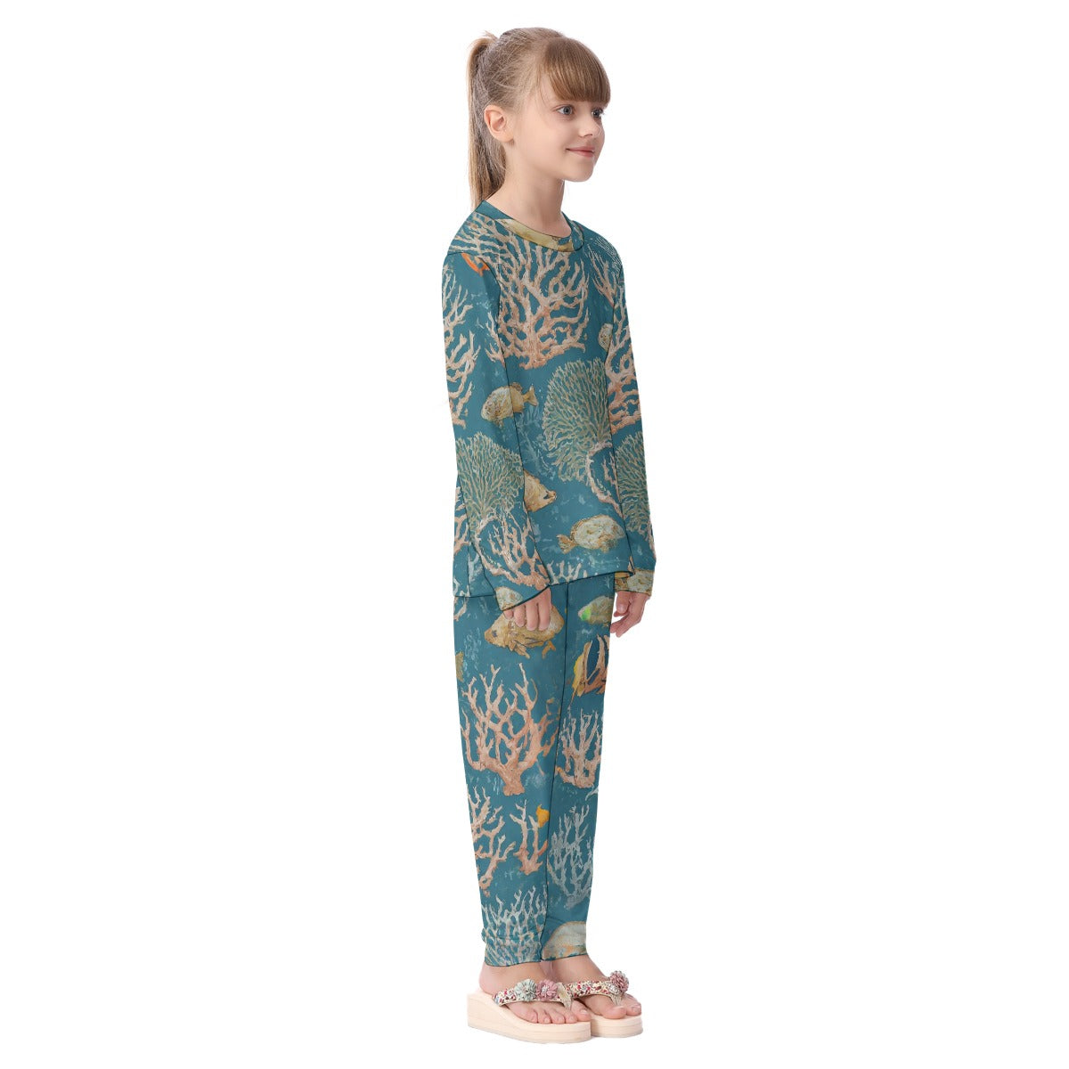 "Dark Blue Reef" - All-Over Print Kid's Pajamas Set