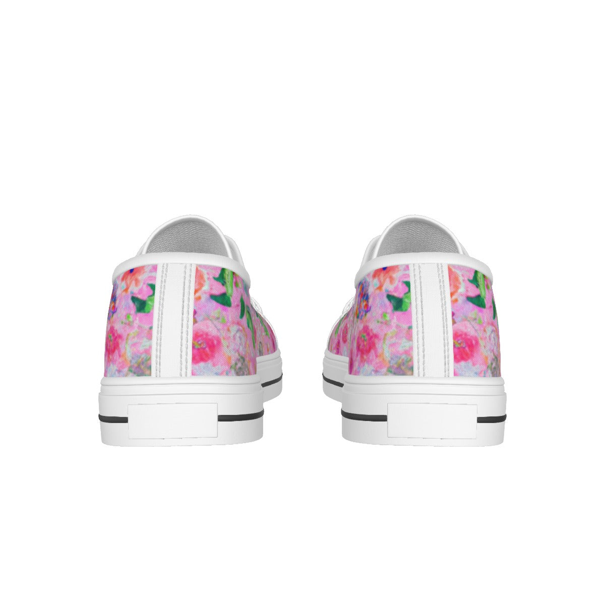 "Pink Florida Keys" All-over Print Women's White Sole Canvas Shoes