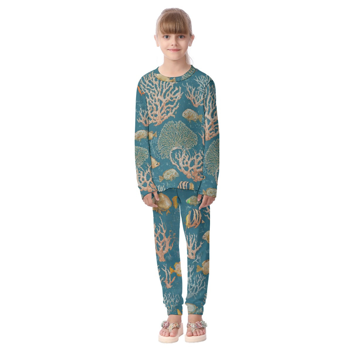 "Dark Blue Reef" - All-Over Print Kid's Pajamas Set
