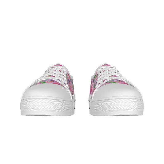 "Pink Florida Keys" All-over Print Women's White Sole Canvas Shoes
