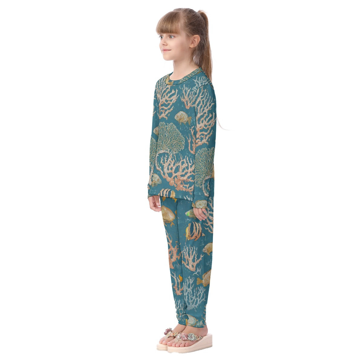 "Dark Blue Reef" - All-Over Print Kid's Pajamas Set