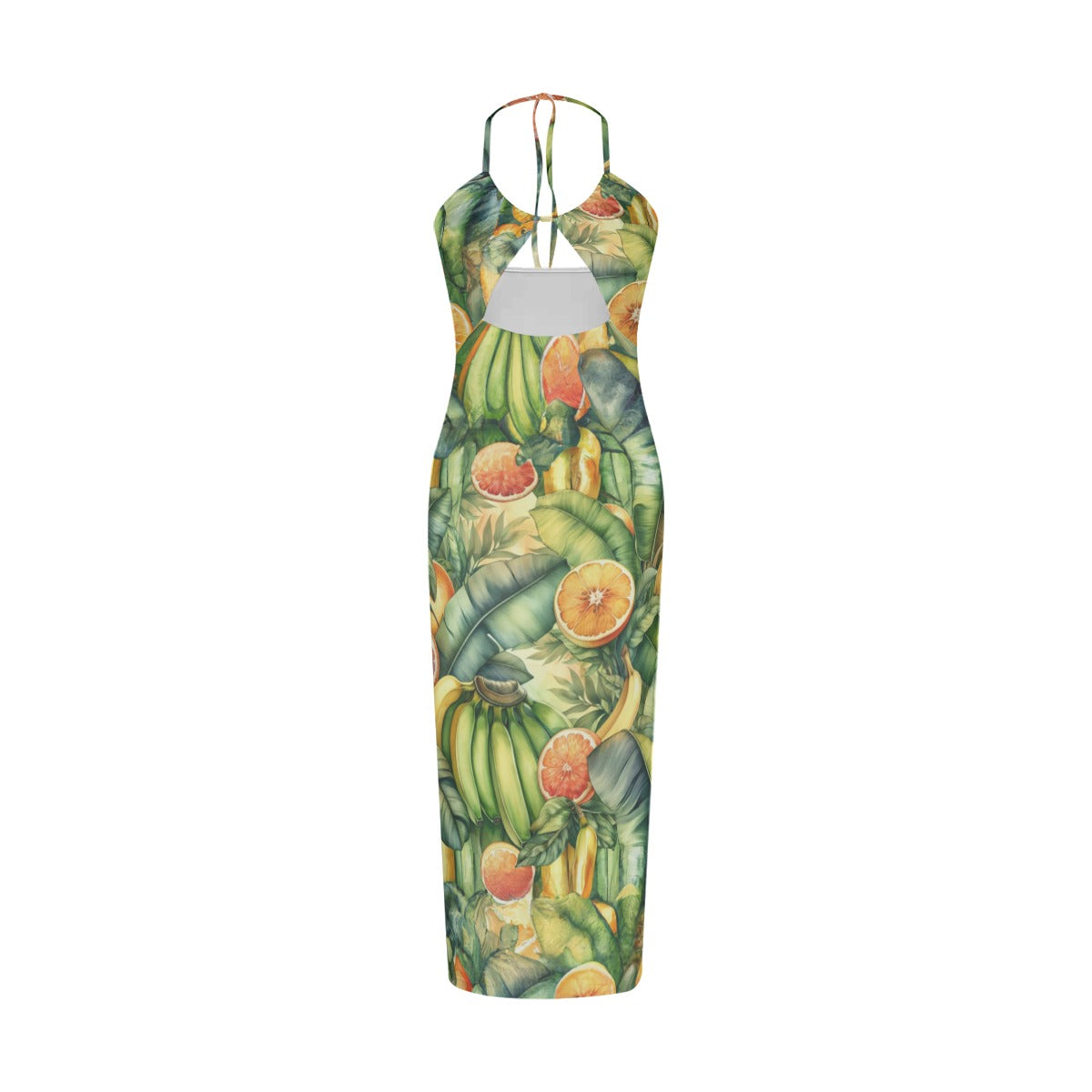 "Orangey Glad" All-Over Print Women's Sexy Hollow Cami Dress