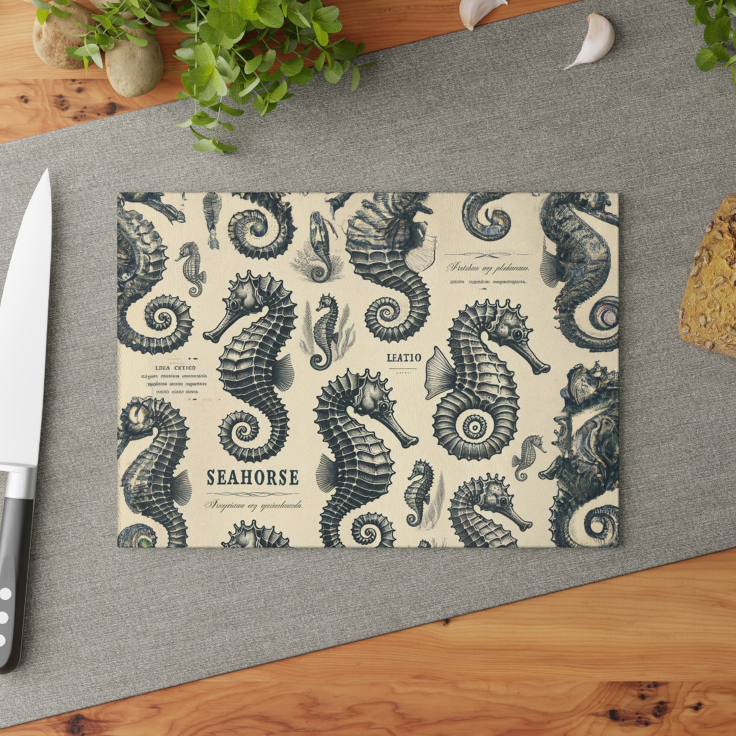 "Seahorse Surrdender" Glass Cutting Board