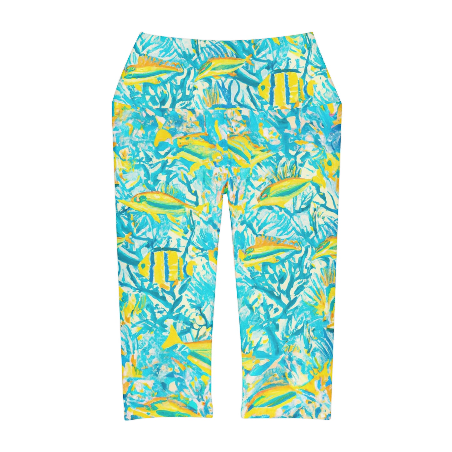 "Mini Aquarium" Yoga Capri Leggings (AOP)