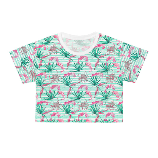 "Pink Octopus" Crop Tee (AOP)