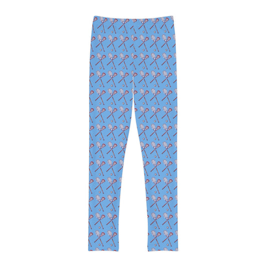 Blue Lacrosse Youth Full-Length Leggings (AOP)